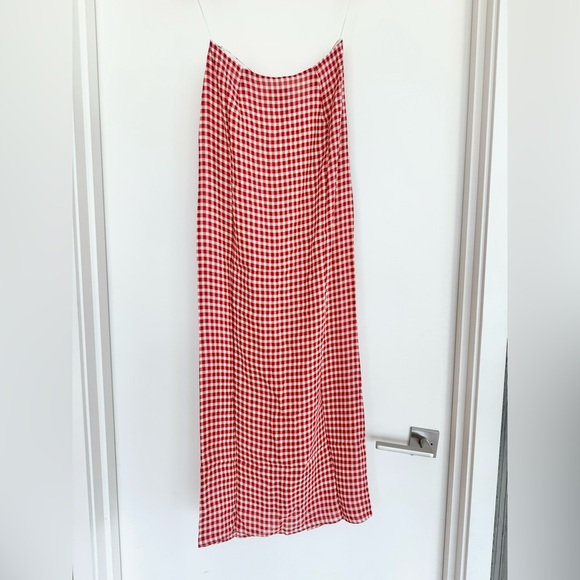 NWT Reformation Alana Tomato red Check two piece skirt set sz 6 - Picture 8 of 13